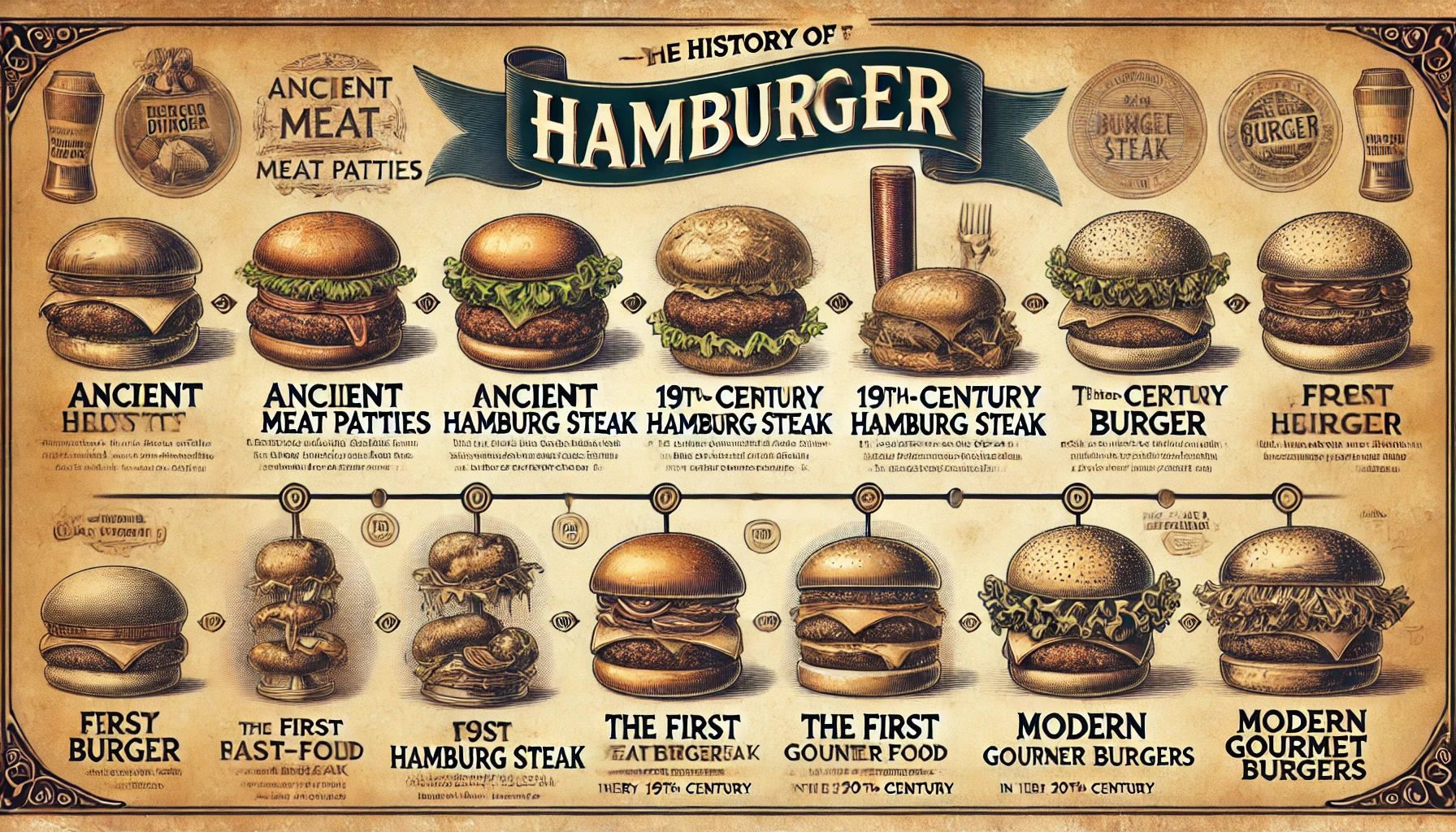 Cartel del origen de la hamburguesa